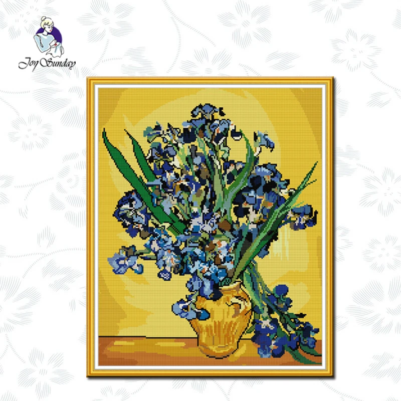 

Joy Sunday,Lris,Flowers Pattern Cross Stitch Kit 11CT 14CT Counted Printed On Canvas Embroidery Handmade Needlework Gifts Sets
