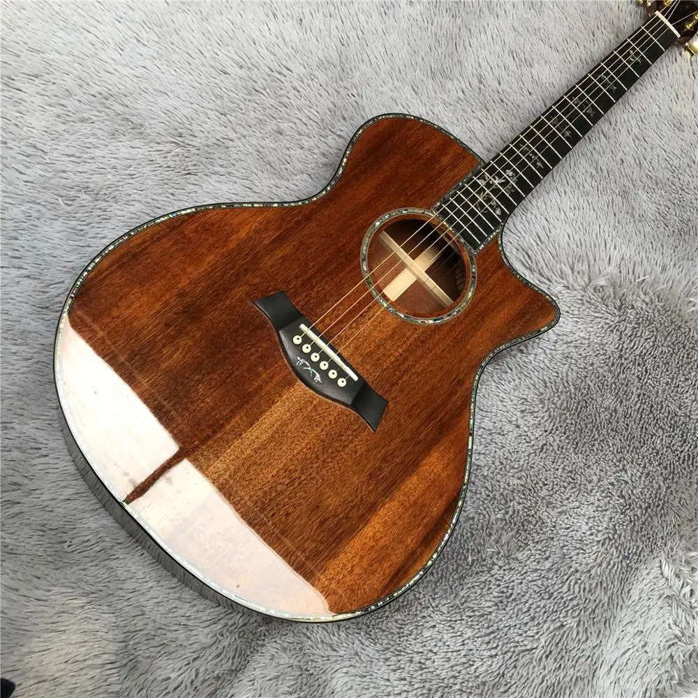 Акустическая гитара Abalone Cutaway Koa wood 916 черная Chaylor koa acustica бесплатная