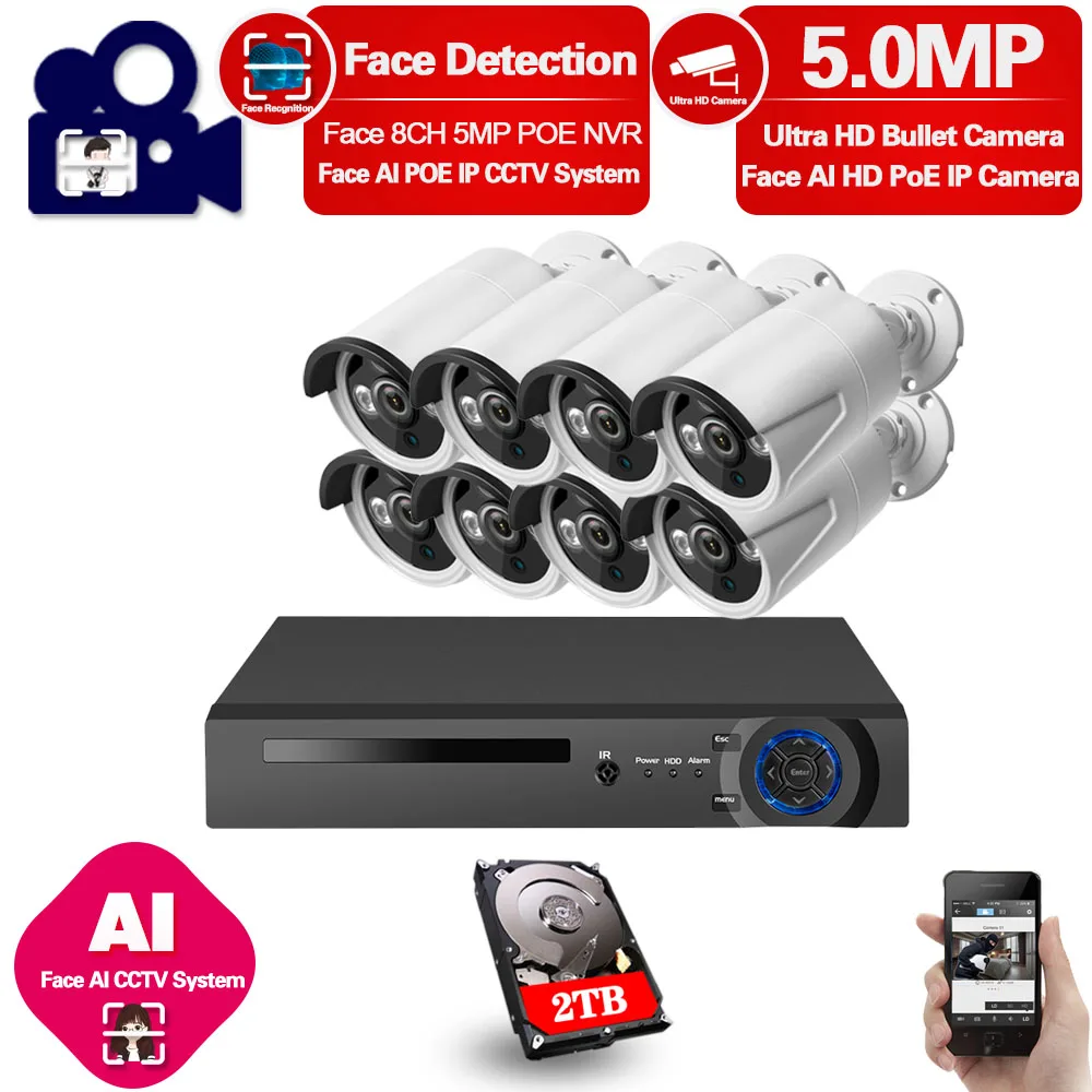 Система видеонаблюдения Сетевая Беспроводная 8 каналов Х5 МП IP66 | Безопасность и