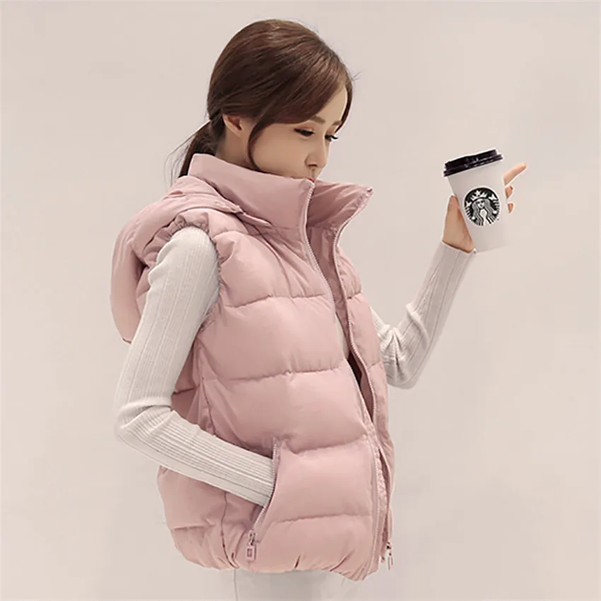 

Женский короткий пуховик без рукавов, осенне-зимняя хлопковая куртка со съемной шапкой, большие размеры, 2021