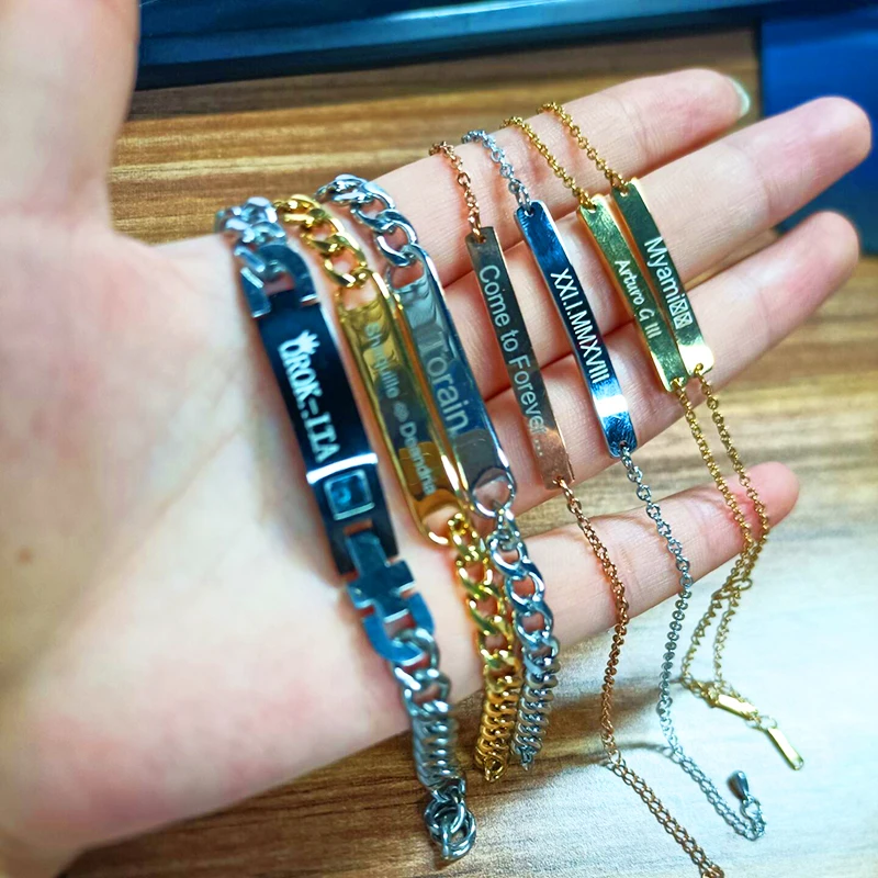 Браслеты Sifisrri с гравировкой имени и датой для мужчин женщин регулируемые из