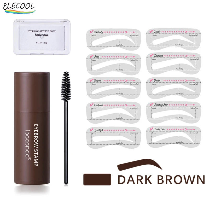 

Набор для формирования бровей ELECOOL, профессиональный набор для макияжа бровей с 10 фототрафаретами, кисть для бровей