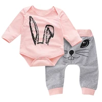 0 24 months newborn baby girls clothes sets cartoon rabbit printed romperslong pants sets infant outfits girls autumn clothing