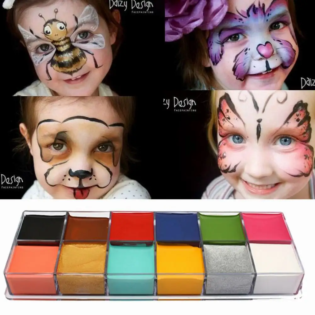 

12 Colors Party Flash Tattoo Face Body Paint Oil Non-Toxic Halloween Party Makeup Face Painting