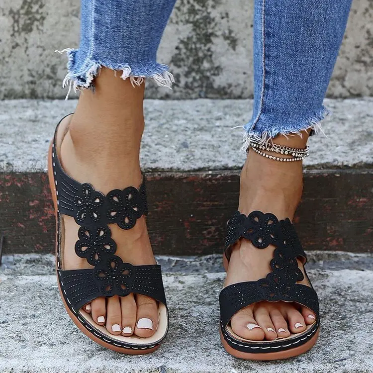 

new women's sandals flat bottomed open toe shoes women's casual fish mouth water drill sandals Dropshipping zapatos de mujer