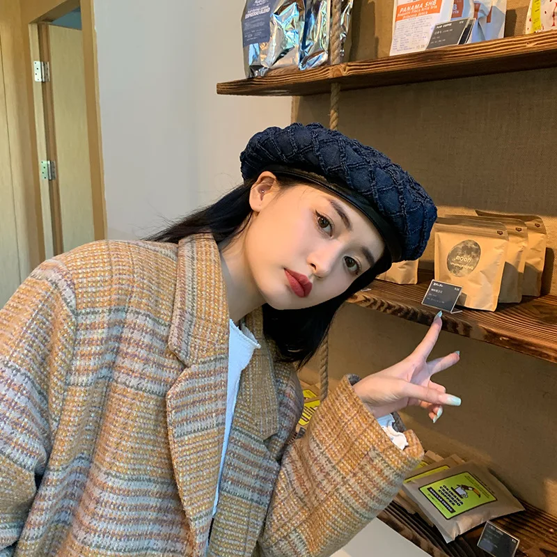 Берет художника Женский Модный берет с плоским верхом в Корейском стиле из