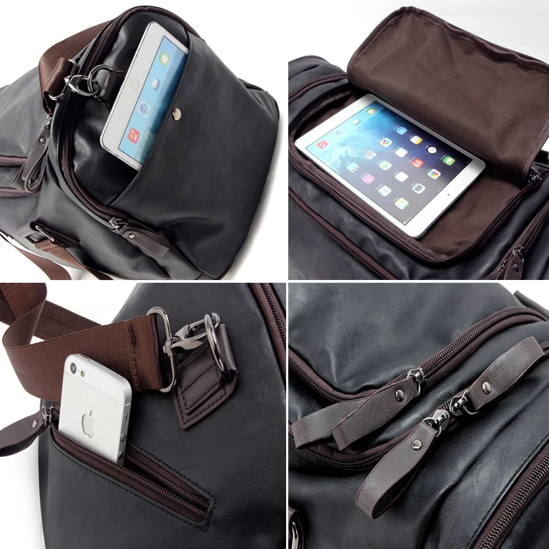 Популярная мужская большая спортивная сумка из искусственной кожи для