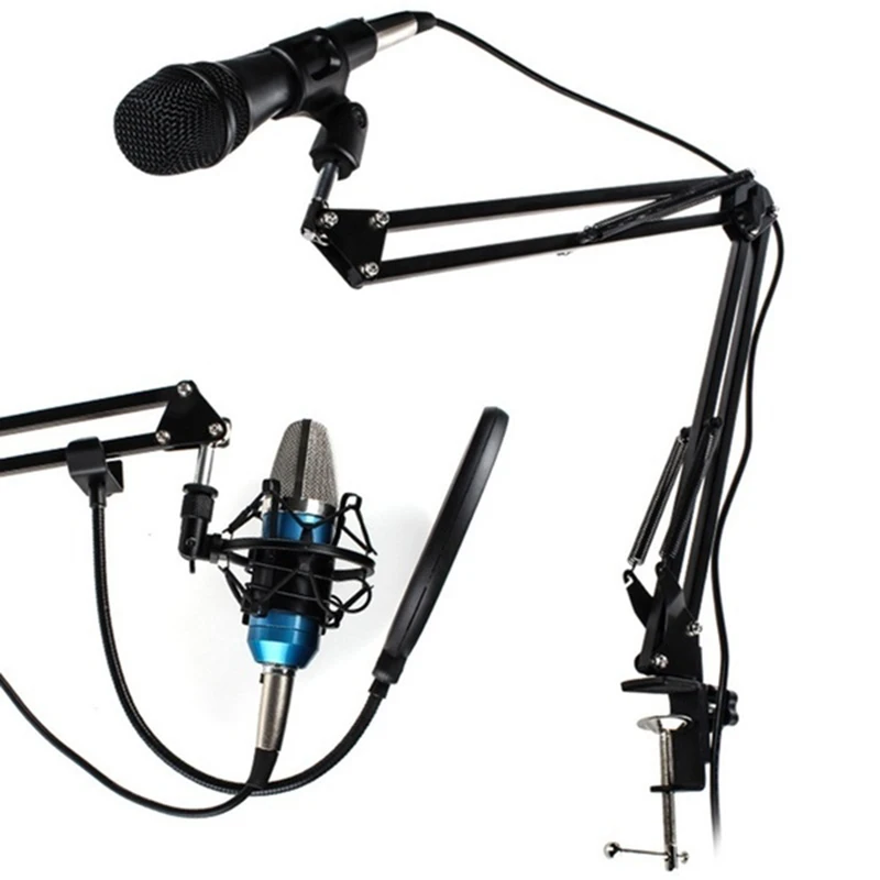 

Extendable Microphone Scissor Suspension Arm Stand NB-35 Mic Holder Tripod Windscreen Shield wth Mic Clip Table Mounting Clamp