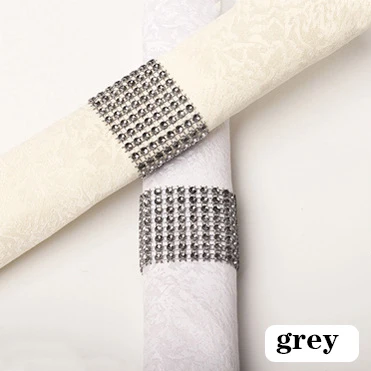 grey 6 шт., кольца для салфеток, стулья, пряжки, вечерние свадебные украшения, блестящие украшения, банты со стразами, держатель для салфеток ручной работы - Цвет: grey