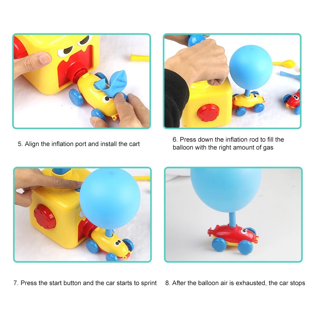 

Press-Powered Racing Car with Manual Balloon Pump Kids Educational Toys for Children Gifts