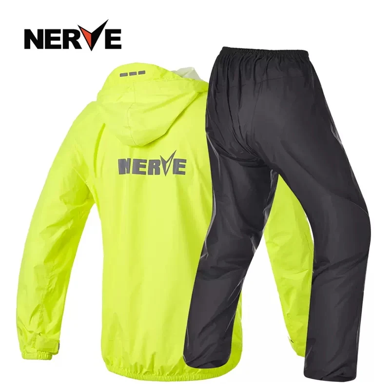 NERVEE Motorcycle Riding Raincoat Set Fluorescent Color Raincoat Rainpants Suit Reflective Waterproof Clothing enlarge