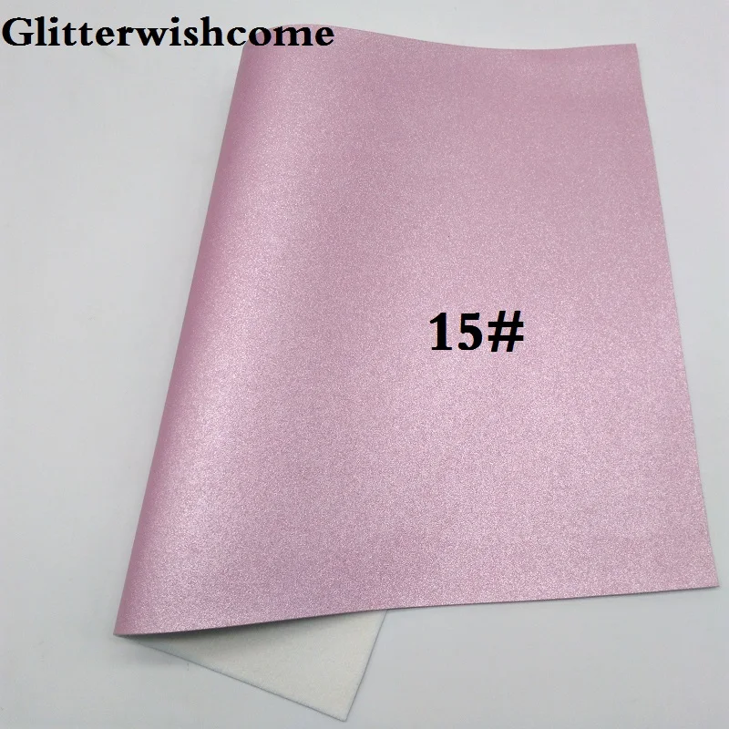 15 Glitterwishcome 30X134CM Mini Roll Sparkle Synthetic Leather, Metallic Leather, Faux PU Leather fabric Vinyl for Bows, GM051 - Цвет: 15