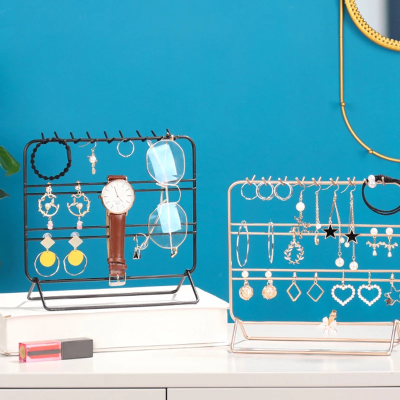 

Jewelry Rack Iron Jewelry Storage Rack Creatives Home Furnishing Earrings Earring Necklace Desktop Organizer Display Stand