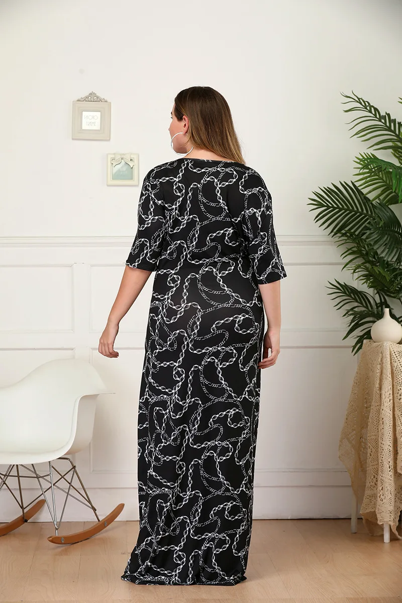 051 Бо женская одежда шерстяное до пола макси платья L XL XXL 3XL 4XL с О-образным вырезом