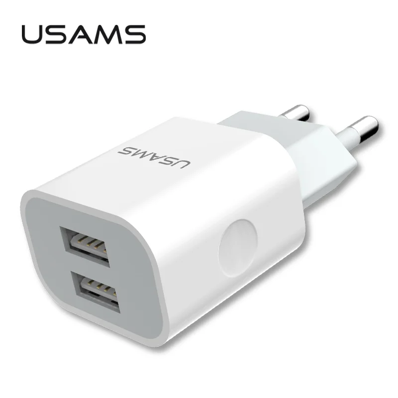 USAMS USB зарядное устройство 5 В/2 4 А для мобильного телефона iPhone samsung 2 порта EU/UK вилка