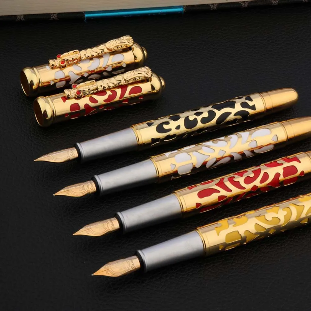 Перьевая ручка с драконом роскошная Китайская Скульптура красными и золотыми