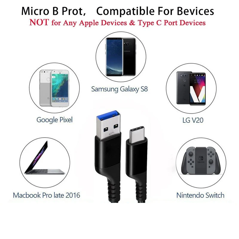 

USB 3.0 Type C Cable Fast Charging 3A Braided USB C Cables Cord 5Gbps Date Transfer for Samsung Note9 10 S10 20 for Xiaomi Redmi