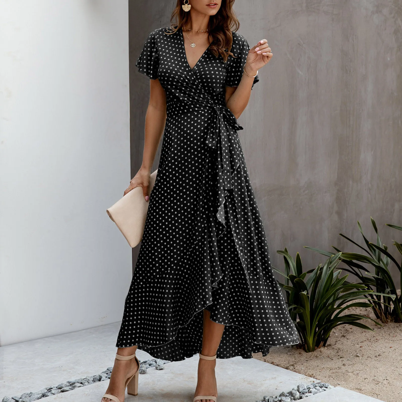 

Summer Women Sexy V-Neck Printing Ladies Short Sleeve Beach Casual Dress платье летнее 2021 vestido de mujer