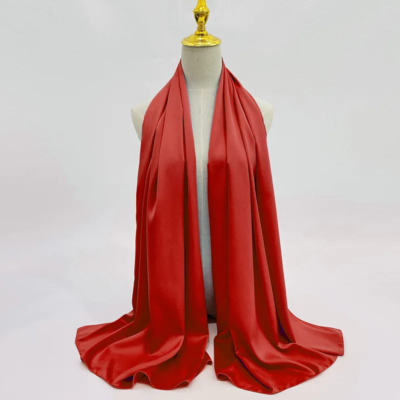 

21 Artificial Silk Scarf for Women Keffiyeh Scarf Matte Satin Solid Color Custom Scarf