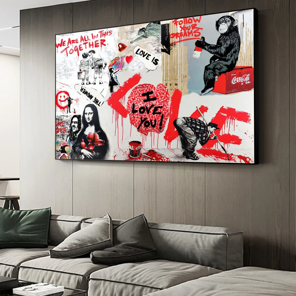 

Graffiti Art Print Poster Creative Hot Sale Picture Combination Canvas Painting Living Room Children'S Home Decoration Mural