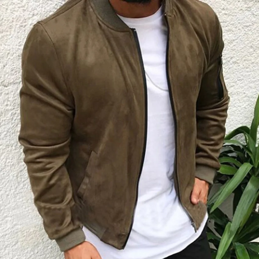 Army Green Мужская замшевая ткань Jaqueta Masculino уличная зимняя теплая куртка куртки верхняя одежда мужская Тонкая куртка однотонная стильная Abrigo Hombre 5XL - Цвет: Army Green