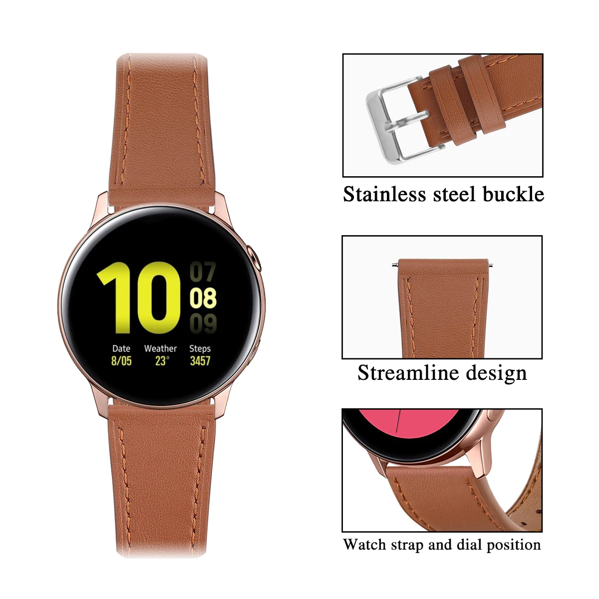 Для samsung Galaxy Watch Active 2 кожаный ремешок 20 мм высококлассный верхний слой из натуральной кожи дышащий сменный Браслет
