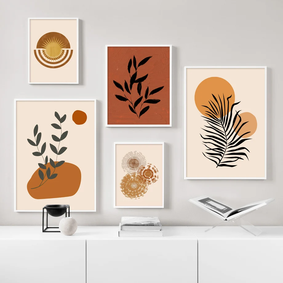 

Sun Flower Eye Palm Leaves Abstract Wall Art Canvas Painting Nordic Posters And Prints Wall Pictires For Living Room Home Decor