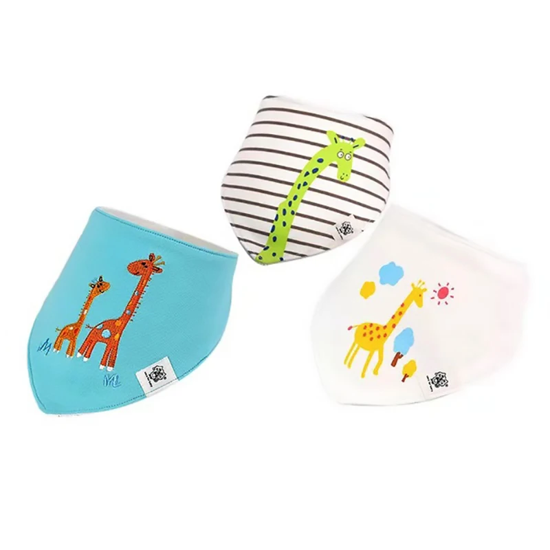 3-Pack/lot Baby Bibs 100%Cotton Waterproof Cute cartoon print embroidery Saliva Towel Newborn Toddler Infant Boys Girls Stuff