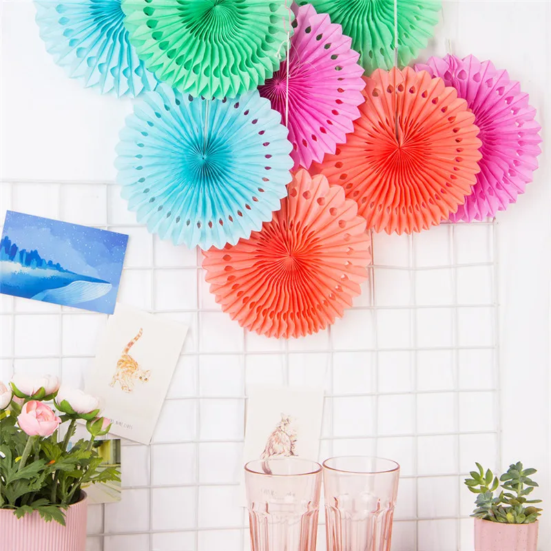 

Tissue Paper Cut-out Paper Fans Pinwheels Hanging Flower Paper Crafts for Wedding Party Birthday Festival Backdrop Decorative