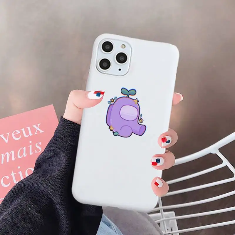 

Cute cartoon Among Us game Phone Case Candy Color for iPhone 6 7 8 11 12 s mini pro X XS XR MAX Plus