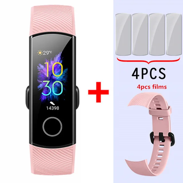 pink add pink Умный Браслет huawei Honor Band 5, Оксиметр крови, кислород, волшебный цвет, сенсорный экран, для плавания, для обнаружения сердечного ритма, сна, сна - Цвет: pink add pink