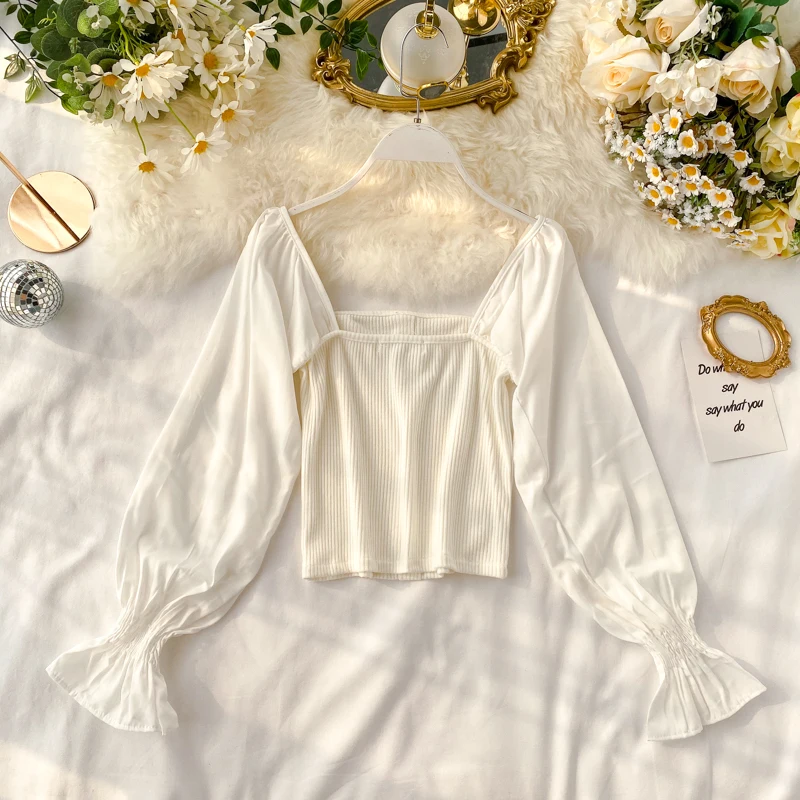 2019 Новая модная женская одежда квадратный воротник женские топы и блузки рубашка