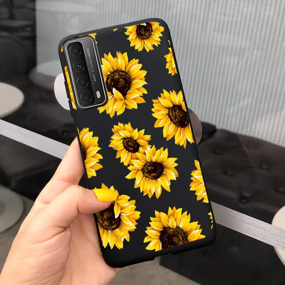 For Huawei P smart 2021 Case PPA-LX2 Soft SIlicone TPU Back Cover Psmart Phone Cases 6.67'' Flower Covers Fundas | Мобильные
