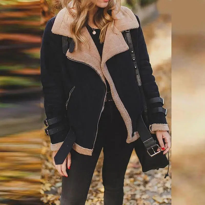 

Fashion New Thick Locomotive Suit Plus Velvet Winter Long Lapels Warm Wool Coat Jacket