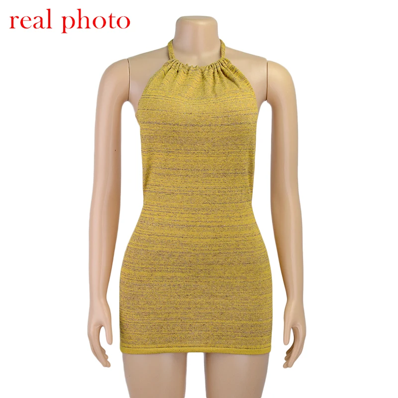 Cryptographic Halter Sexy Backless Mini Dresses Bodycon Skinny Club Party Sleeveless Knitted Dress Fall Streetwear Beach Holiday macys dresses