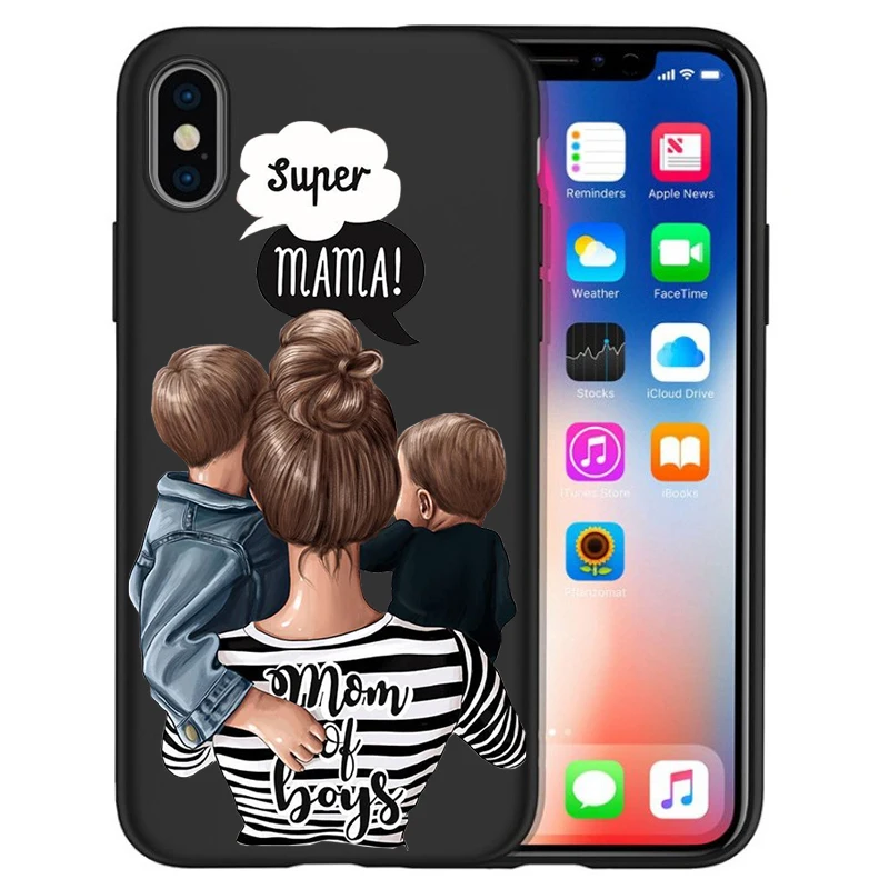 Модный чехол для телефона Super Mom baby girl для iPhone 11 Pro Max XS Max XR X 8 6S 7Plus 5s черный мягкий силиконовый чехол для телефона Etui - Цвет: 08