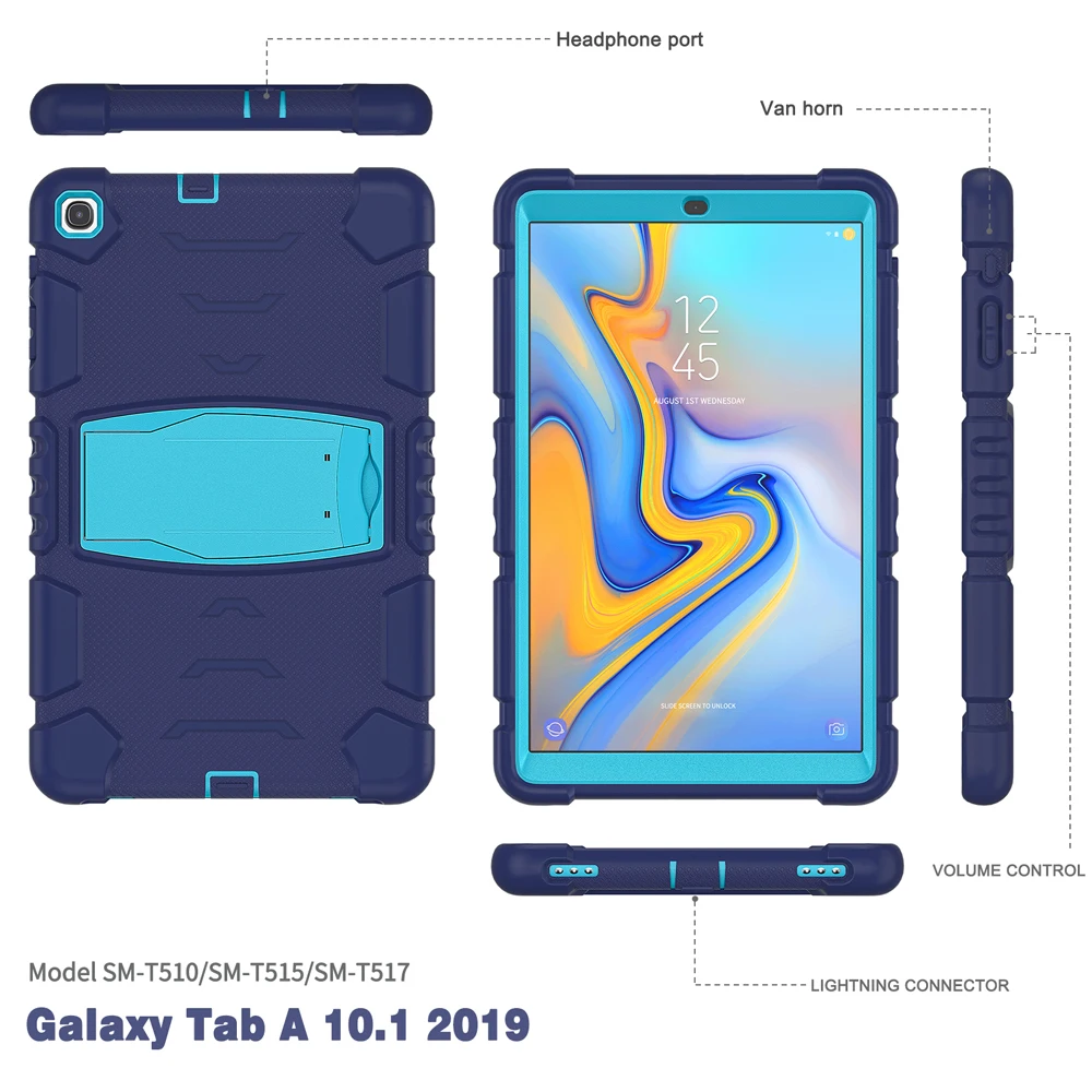 Ударопрочный силиконовый чехол для с подставкой планшета Samsung Galaxy Tab A 10 1 2019 SM T510