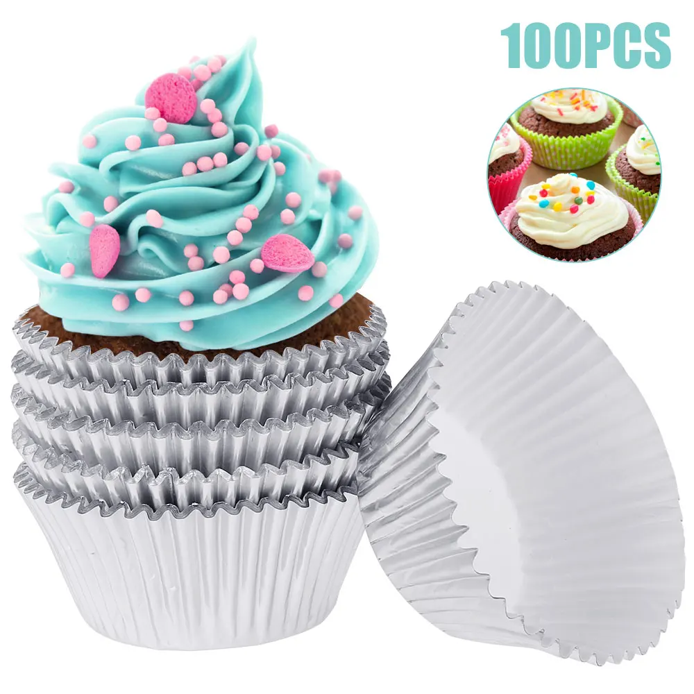 

100 шт./коробка, фольга для упаковки кексов