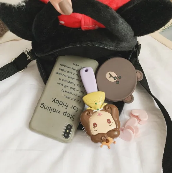 Милый плюшевый рюкзак с Микки Маусом и Минни Маус женская мягкая сумка на плечо