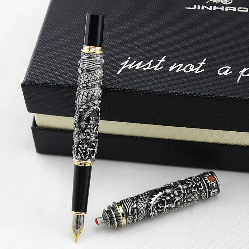 JinHao ювелирное изделие с двойным драконом роскошная перьевая ручка винтажная