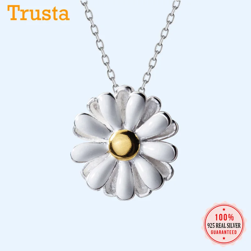 Trustdavis 925 Стерлинговое Серебро цветок хризантемы серьги гвоздики подвеска