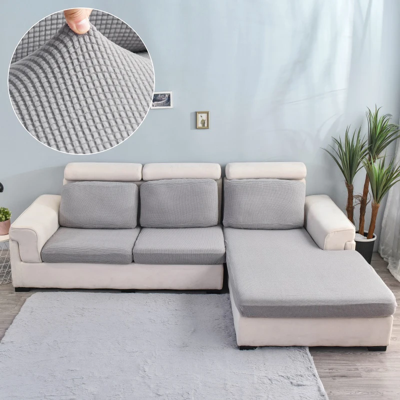 Stretch Sofa Cushion Cover Pet Kids Furniture Protector Polar Fleece Spandex Washable Removable Slipcover for 1/2/3/4 Seats|Чехлы для
