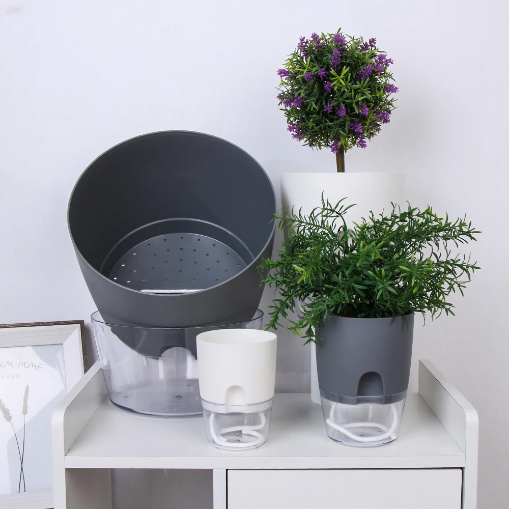 Ленивый цветочный горшок с автоматическим водопоглощением 2 слоя системой