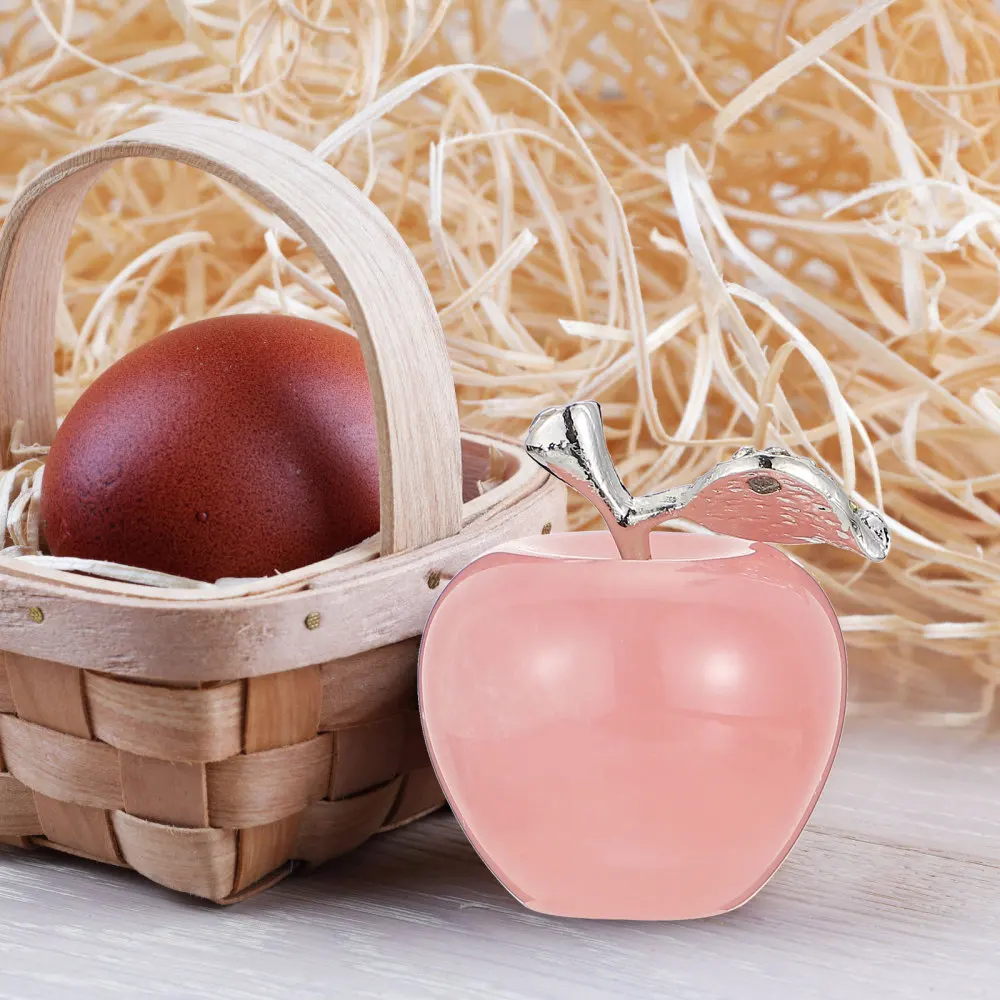 

1pc Crystal Apple Statue Decor Natural Crystal Apple Ornament Home Decor