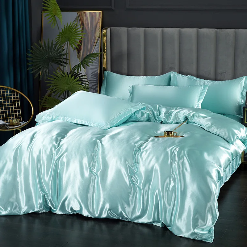

Duvet Cover Set 3/4 Pieces Blue Pure Color Bedclothes Include Bedsheet Pillowcase Comforter Cover Elegant Nordic Oceania