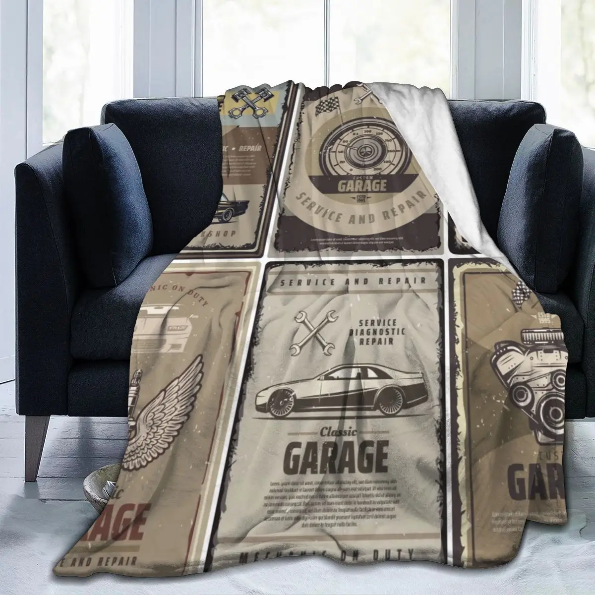 

Мягкое теплое Флисовое одеяло в стиле ретро для автомобиля поршни двигателя флаги дивана плед 3 размера светильник фланелевые одеяла для ме...