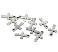 50 pcs 304 stainless steel cross charms easter silver charms for handmade bracelets jewelry making findings supplies 12mm x 7mm