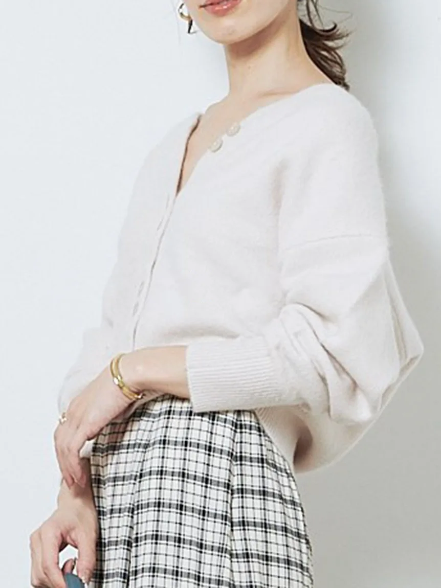 

Женский однобортный кашемировый свитер, Свободный вязаный винтажный кардиган в уличном стиле с V-образным вырезом, короткое пальто в Корейс...