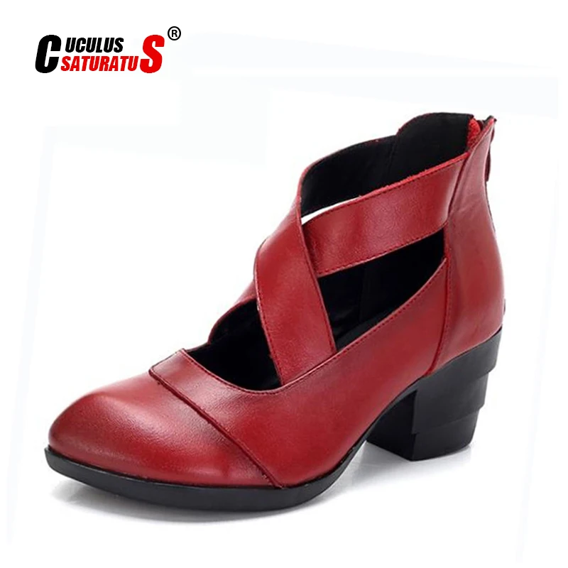 Cuculus обувь из натуральной кожи Женские туфли лодочки на высоком каблуке 2021 Новая