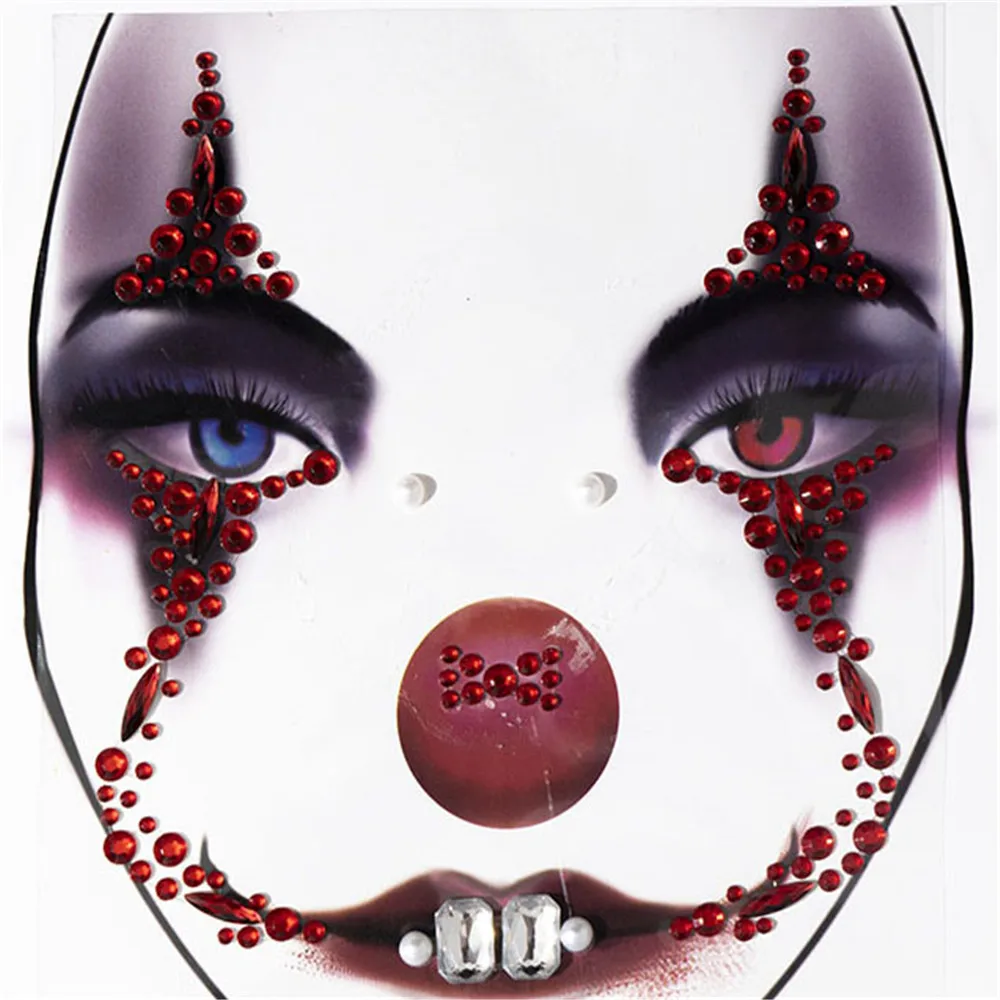 

Прозрачные ювелирные изделия на Хэллоуин, праздничные украшения в виде черепа, стикеры для карнавала, ночного клуба, макияж, боди-арт, искус...